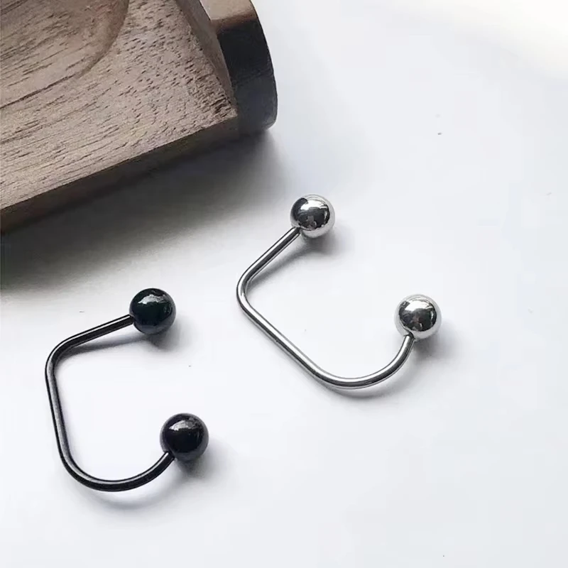 1pc Stainless Steel U-Shaped Double Lip Nail Spherical Cone Lip Piercing Fashion Jewelry Women Men Hip-Hop Puncture Accessory