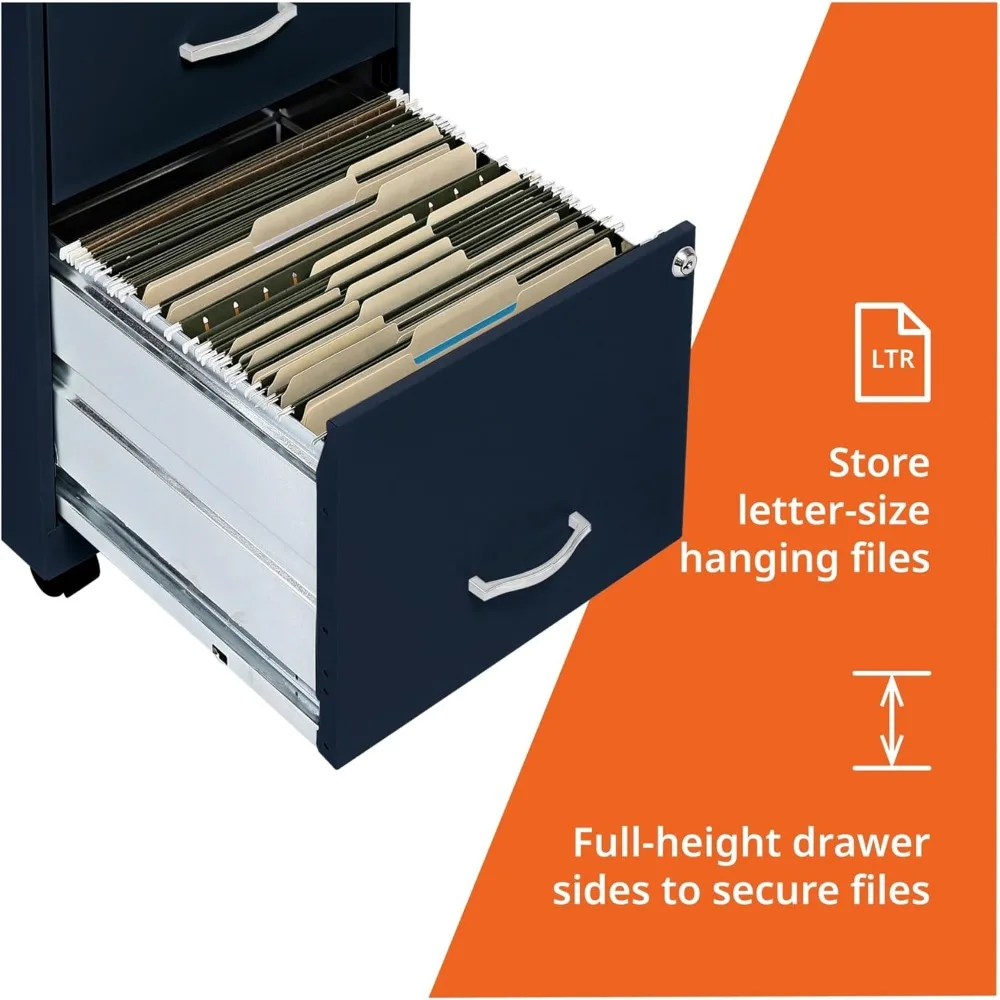 خزانة ملفات متنقلة حديثة باللون الأزرق الداكن للاستخدام في المكاتب المنزلية مع وظيفة SOHO