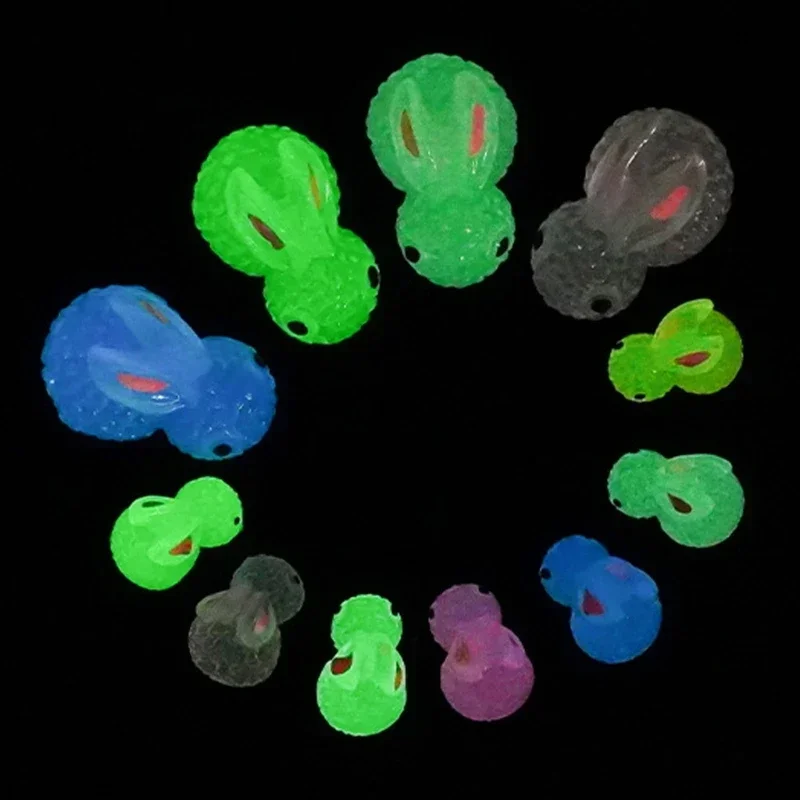100pcs Glow in Dark Resin Bunnies Figurines Miniature Rabbits Statues for Home and Garden Micros Landscape Decoration Y5GB