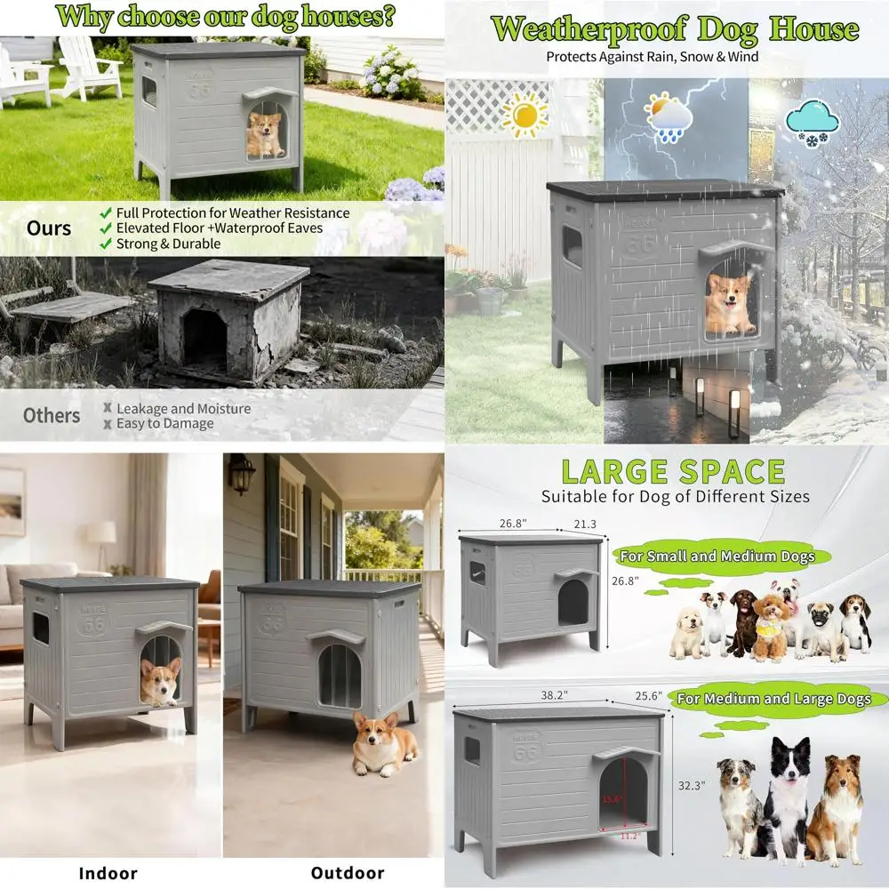 

Водонепроницаемый пластиковый домик для собак средних и мелких пород, подходит для использования в помещении и на улице