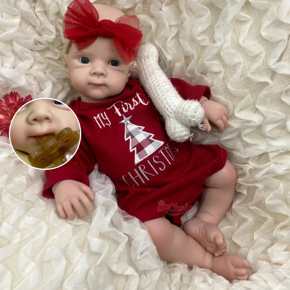 50cm Lifelike 3D Skin Tone Full Soft Silicone Reborn Doll Handmade Washable Emotional Doll for Alzheimer’s Patients Gift
