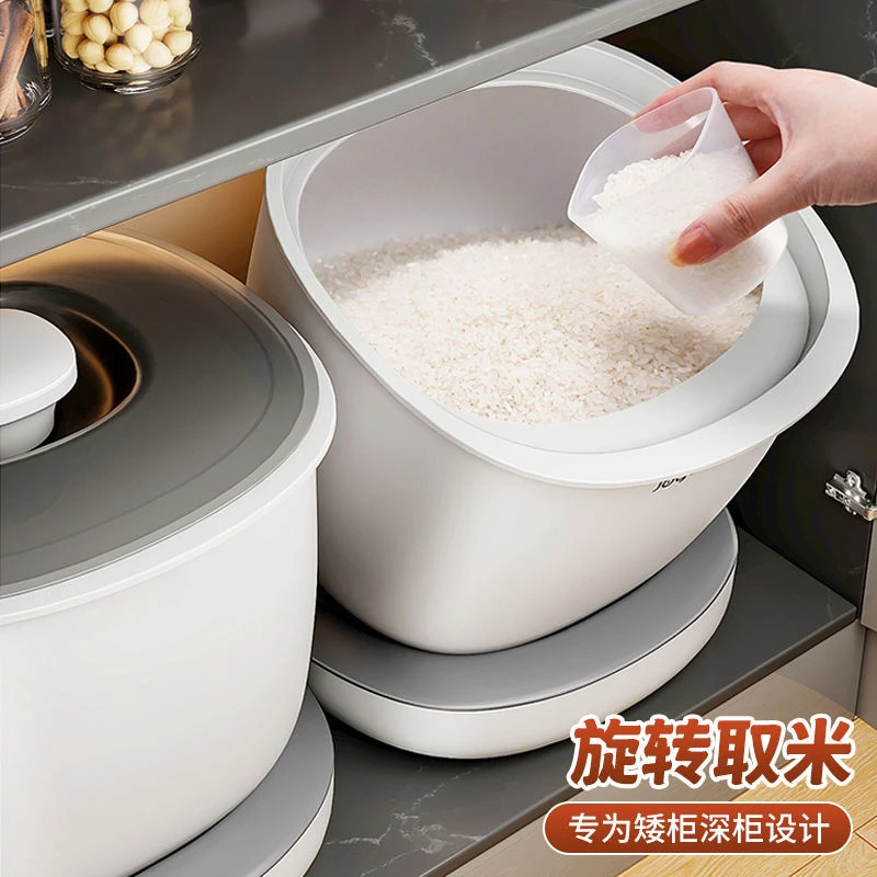 Rice Dispenser Household Rice Bucket Rotatable Sealed Rice Storage Tank Food Storage Containers Cereal Dispenser Kitchen Items