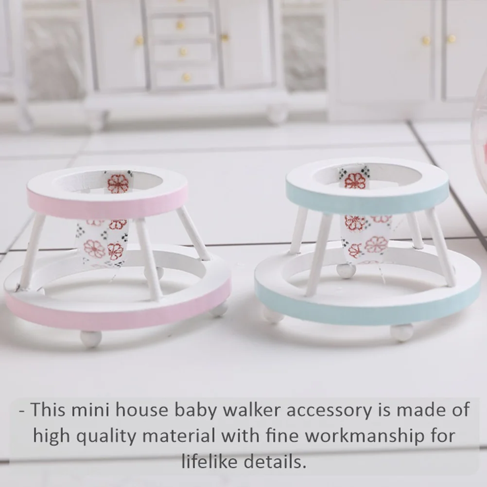 Poppenhuis Baby Walker Mini Houten Miniatuur Prop Speelgoedset Versiering Simulatiemodel Reborn-poppen