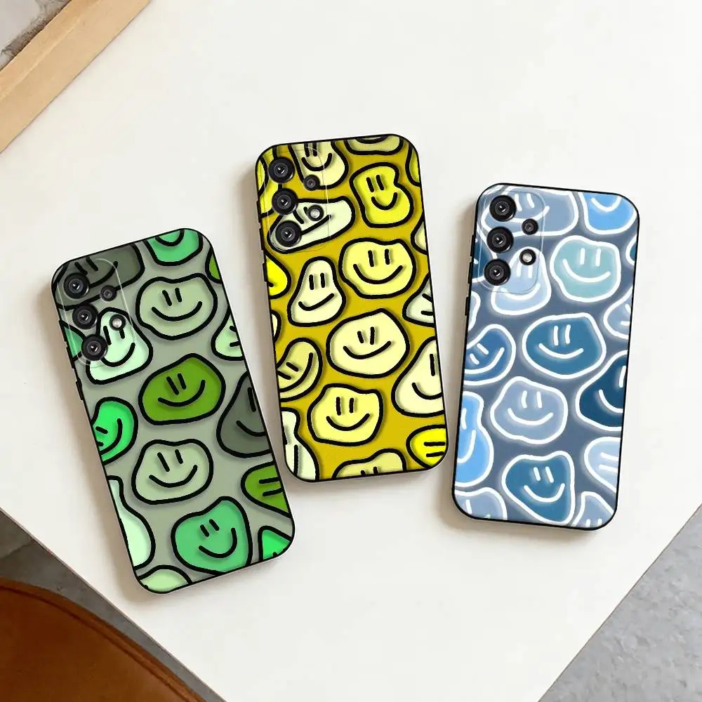 

C-Cute Smile A-Art Phone Case For Samsung S25,S24,S21,S22,S23,S30,Ultra,S20,Plus,Fe,Note,10,9,5G Black Cover