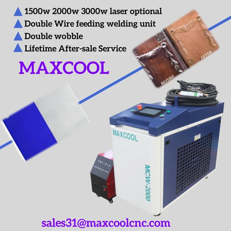 Maxcool Double Wobble Lazer Cleaning Welding Machine Thin Metal Cutter All in One 3000w 1500w Laser Metal Double Wire Welder