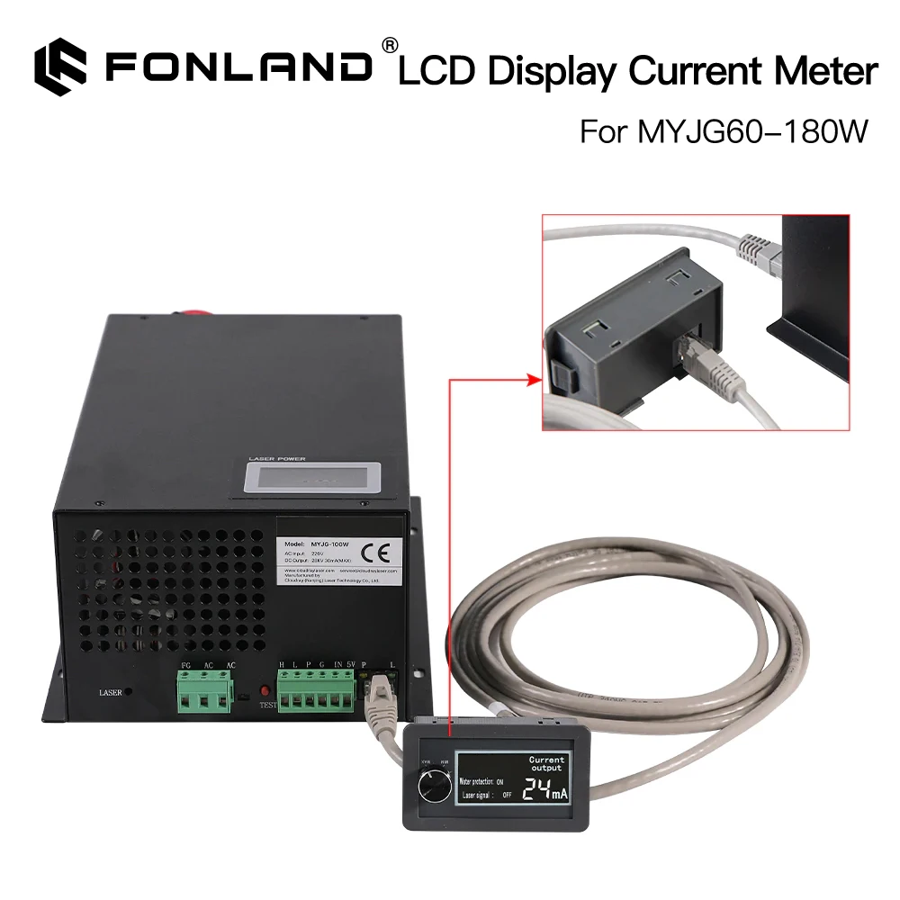 Imagem -05 - Fonland-lcd Display Co2 Medidor de Corrente Tela Externa para Série Myjg hy Fonte de Alimentação a Laser 100w e 150w