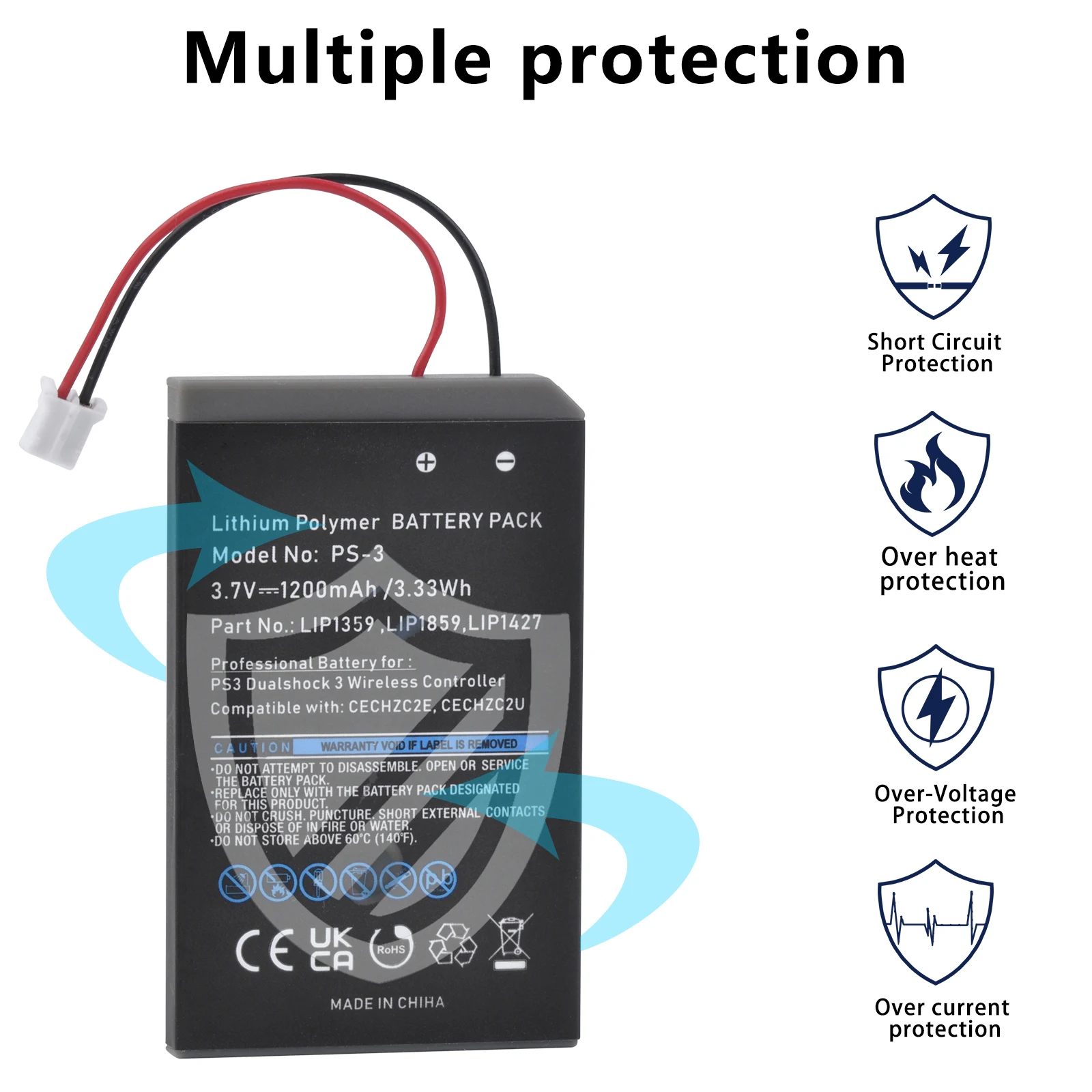 소니 플레이스테이션 3 용 배터리 립 1359 배터리, 듀얼 쇼크 3 무선 컨트롤러, CECHZC2E ps3 컨트롤, LIP1359 ps3