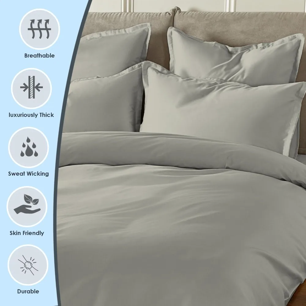 طقم غطاء لحاف قطن 100% مقاس كينج - عدد 1000 خيط طويل من نسيج الساتان القطني مع زر إغلاق #2