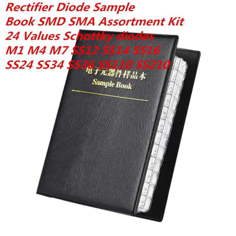 SMD Rectifier Diode Sample Book SMA Assortment Kit 24 Values Schottky diodes M1 M4 M7 SS36 SS110 SS210 SS12 SS14 SS16 SS24 SS34