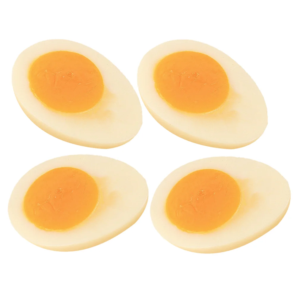 4 Pcs Simulated Boiled Eggs Kitchen Props Food Models for Photography Artificial Pvc Lifelike