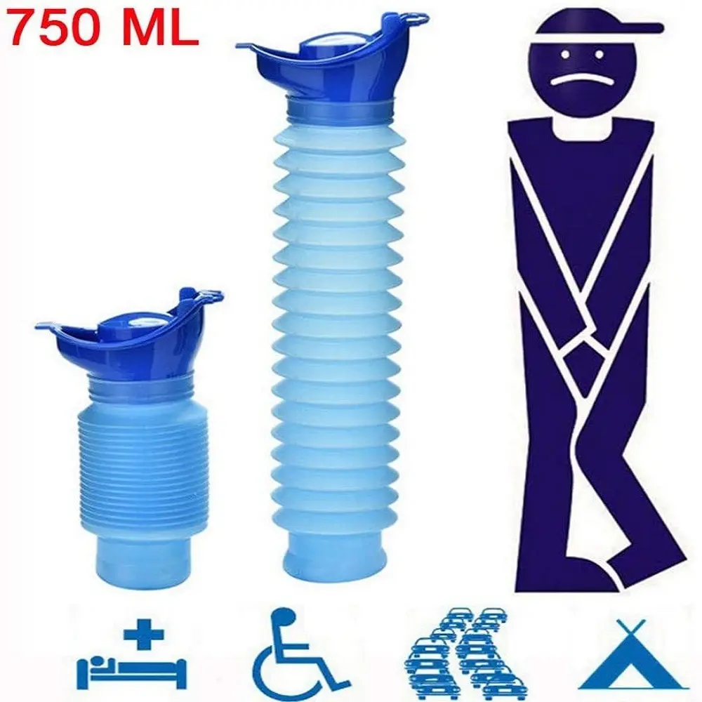 Cubo urinario para coche, urinario de pie para exteriores, viaje de emergencia, portátil, reutilizable, retráctil, inodoro para acampar, fugas de orina, 1 Juego