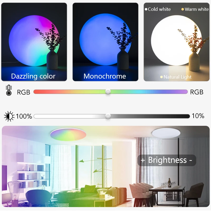 RGB Smart Remote Control Ceiling Light LED Light Chandelier Dimming Home Decor APP Bluetooth 220V Bedroom Living Room Kitchen