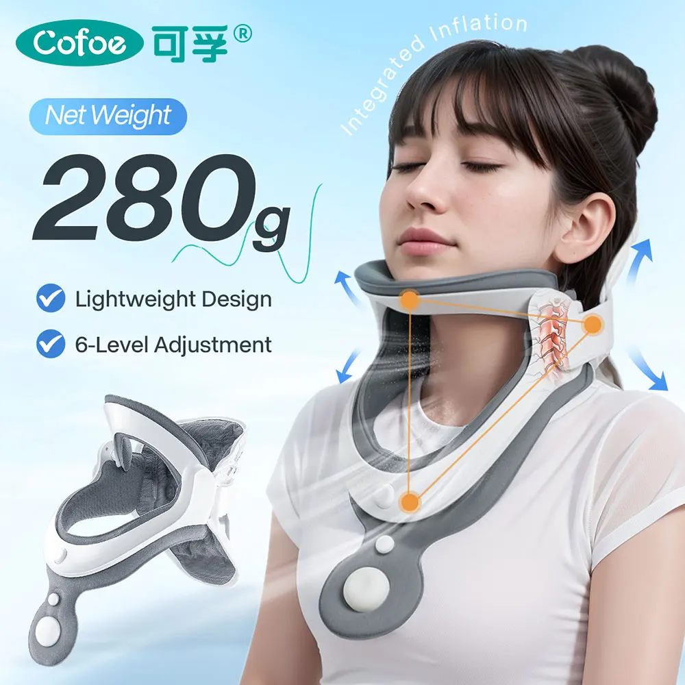 Cofoe Adjustable Cervical Traction Device Posture Corrector Cervical Neck Braces Support Stretcher Spine Protector Pain Relief