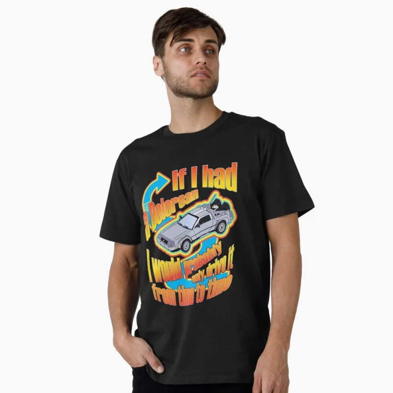 

0324 Back To The Future Retro Sic Fi Gift t shirt Vintage Time Machine DeLorean Graphic Clothes 100% cotton Large size Tops