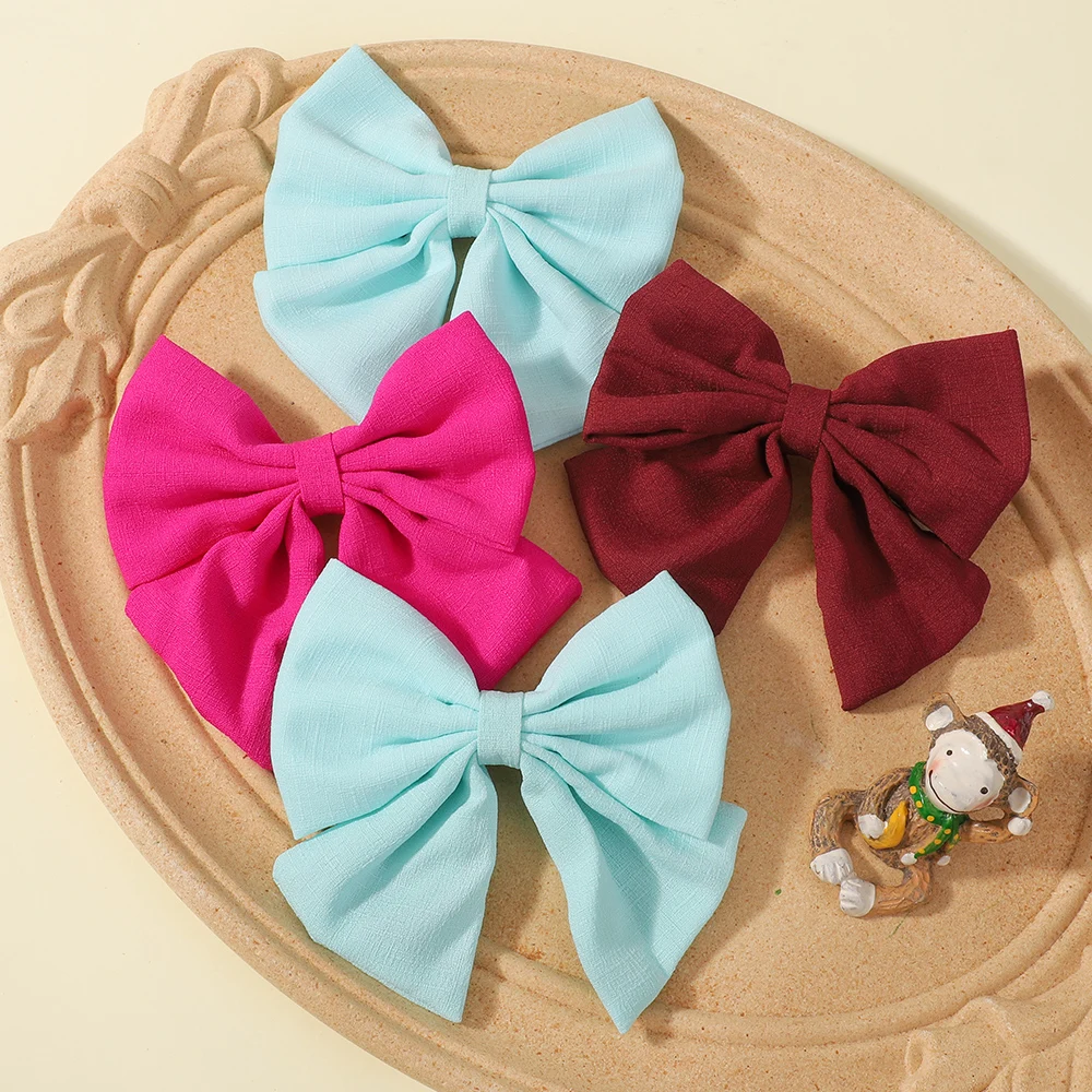 10 Uds. De lazos para el cabello con Clip de algodón de Color aleatorio para niñas, diadema hecha a mano, pasadores de horquilla, accesorios para el cabello para niños