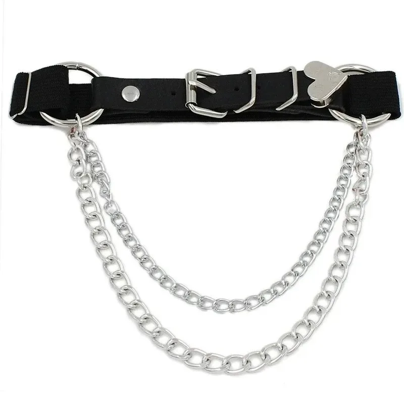 Suitable for Daily Use Hallowen Chain Garter with Skirt Fashion Punk Goth Style Women Metal Chain Heart Shaped Leg