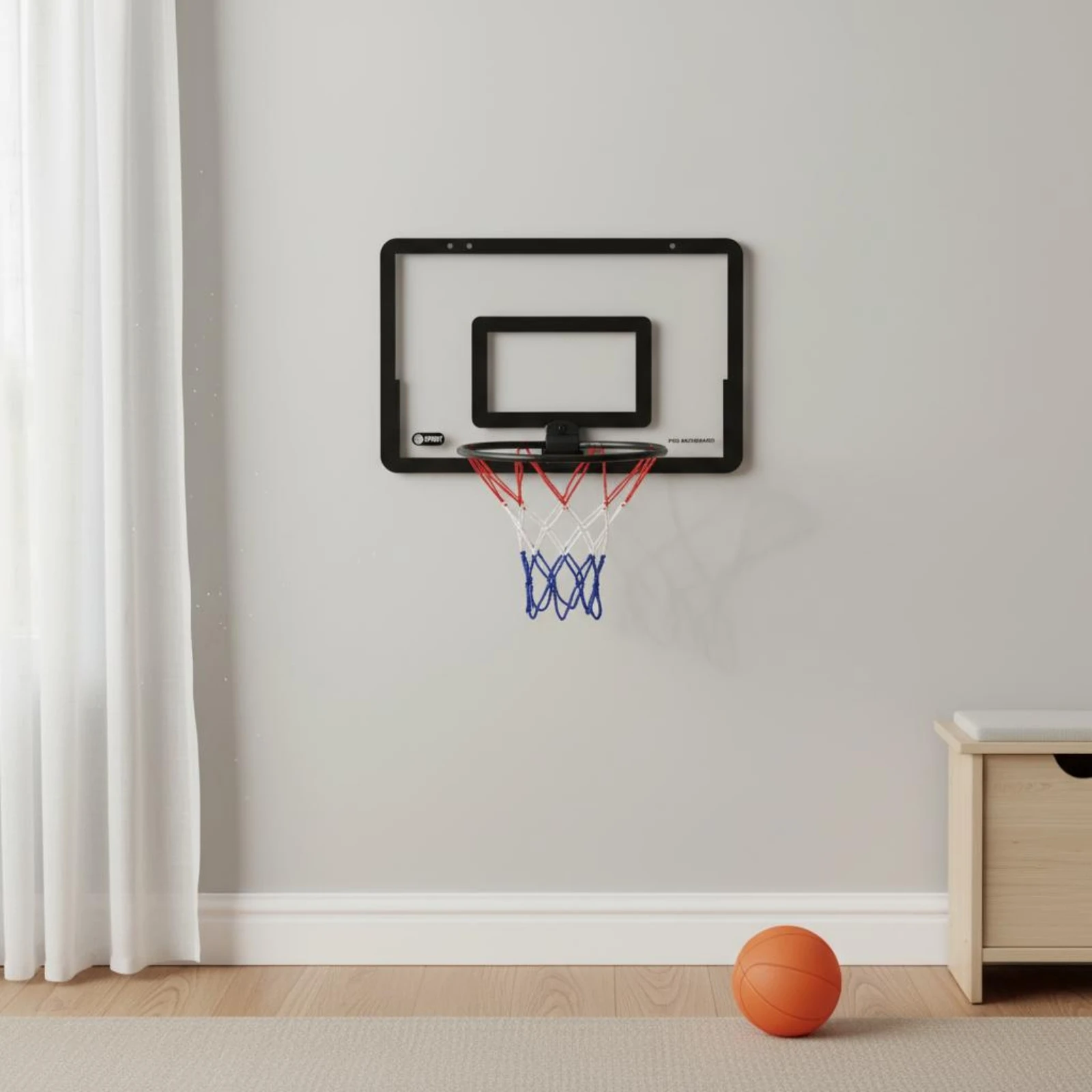 Transparent Backboard Hoop No Drill Wall-Mounted Basketball Hoop Sports Toy Easy to Hang Hand-Eye Coordination for Children