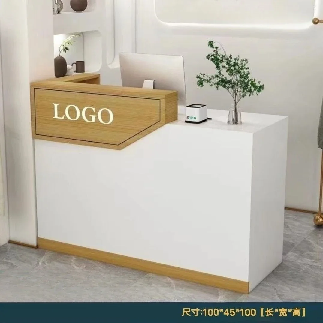 Simple Design Salon Shop Front Spa Desk Wooden Mini Office Reception Desk Modern For Wholesale