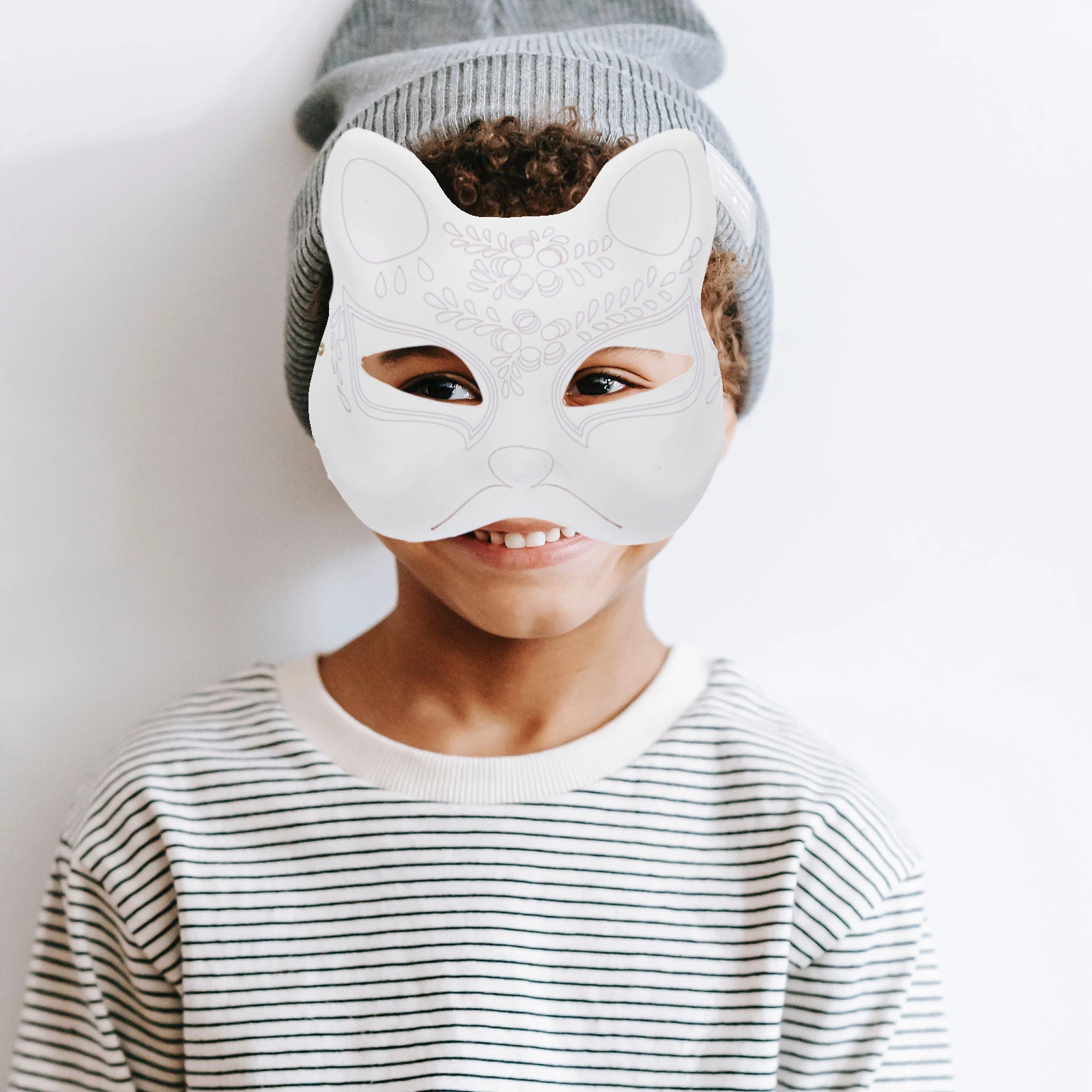 

Cat Face Mask to Decorate Diy Painting Masks Cosplay Halloween Shaped White Animal Masquerade Miss