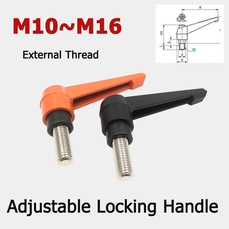 M4 M5 M6 M8 M10 M12 M14 M16 Zinc Alloy Adjustable Locking Handle Clamping Lever Machinery Locking Male Thread Knob Bolt Screw