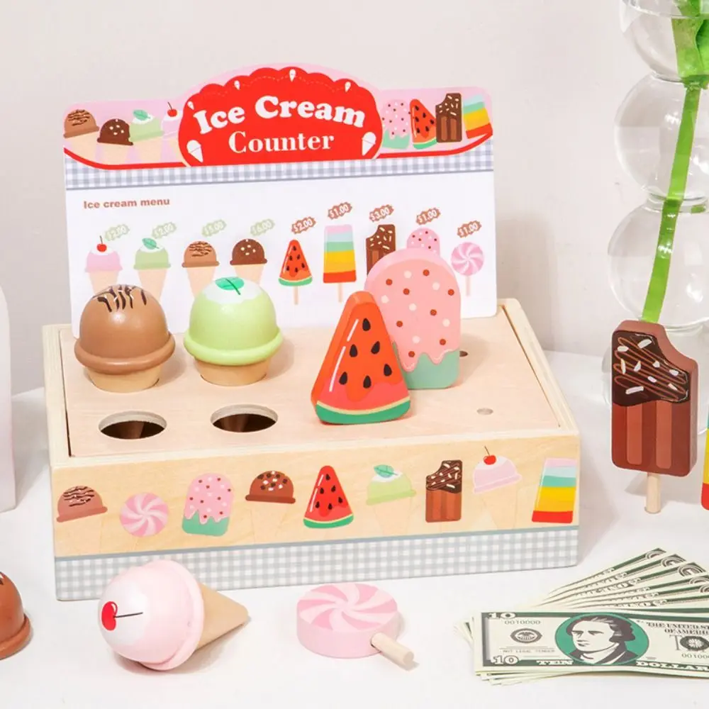Holz Rollenspiel Eis Spielzeug Spielhaus Rollenspiel Zähler Spielset Rollenspiel Spielzeug Kognitive Simulation Essen