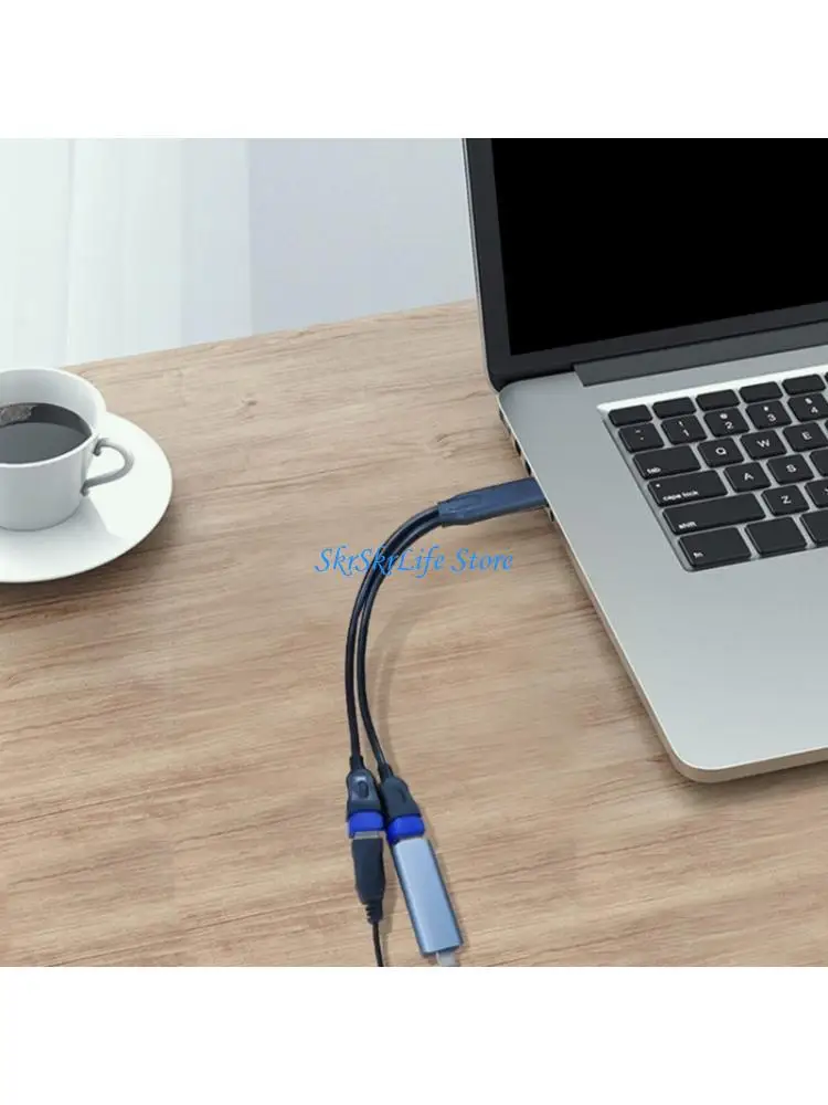 

E65E USB Male to Double Female Adapter USB Splitter for Enhances Device Connectivitie