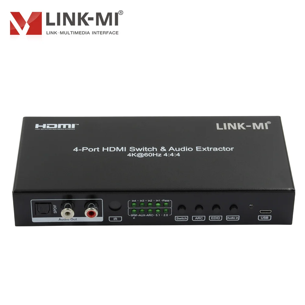 Splitter interruttore a matrice HDMI 2.0 4K60Hz 4x1 con estrattore audio, ARC, HDCP2.2, HDR10, DTS-HD per Home Theater