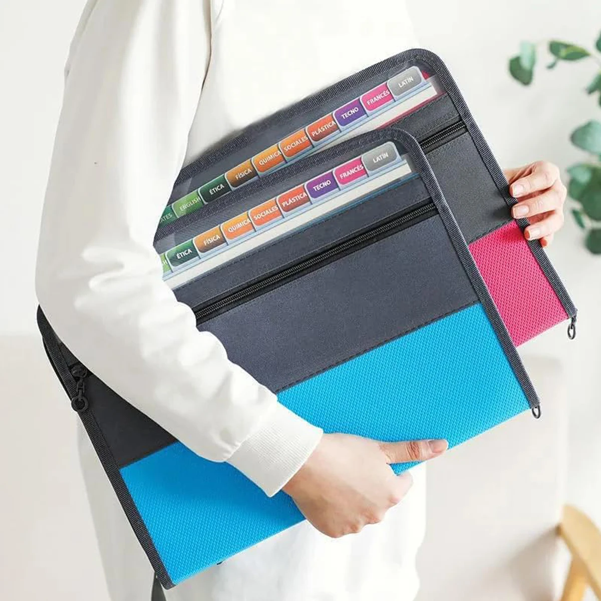 Accordion File Organizer with Safe Zipper, 13 Pocket Expanding File Folder with Front Pencil Pouch, School Office Supplies 4