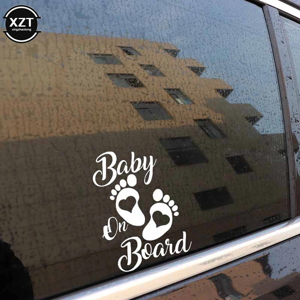 17.7X12.7ซม.น่ารัก Baby On Board เท้าสติกเกอร์ไวนิลกันน้ำรถแล็ปท็อปหน้าต่างสติกเกอร์ท้ายรถ Auto อุปกรณ์เสริมภายนอก