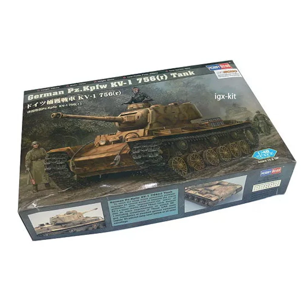 Hobbyboss 84818 독일 PzKpfw KV1 KV-1 756 (r) 탱크 취미 공예 장난감 플라스틱 조립 모델 빌딩 키트, 1/48 체중계