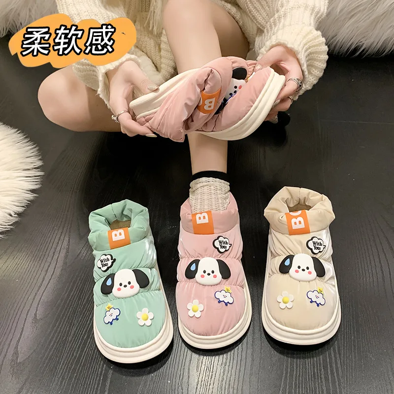 Sanrio-Zapatillas de algodón de Pochacco para niña, zapatos informales con figuras de Anime, gruesos, mantienen el calor, cómodos, dibujos animados Kawaii, Invierno