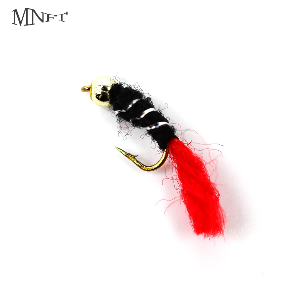 MNFT 10 Stück 14 #   Golden Beadhead Red Tail Nymph Fliegenfischenköder, schwarzer und brauner Kunstköder