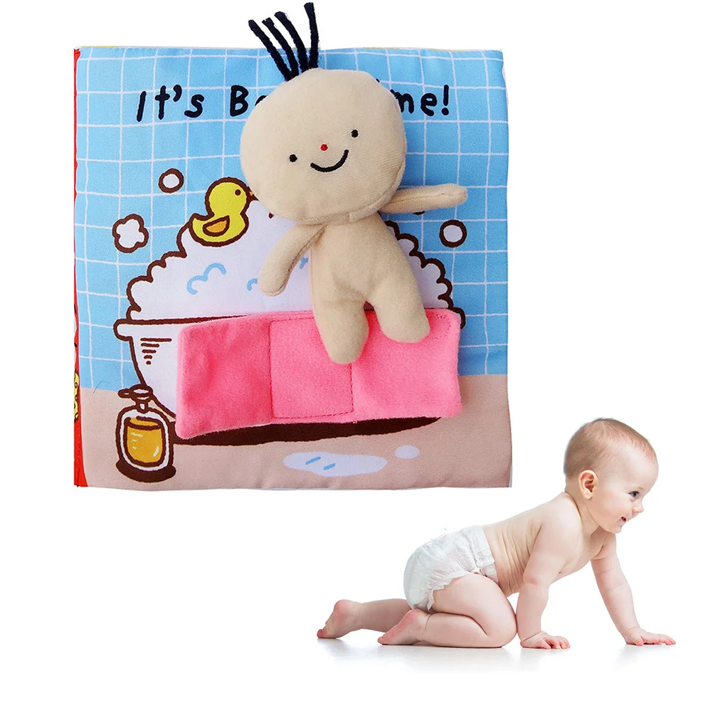 كتاب حمام للطفل قماش قابل للغسل تعلم التجعيد النسيج الرضع التعليم المبكر هدية حسية لحديثي الولادة حمام سباحة