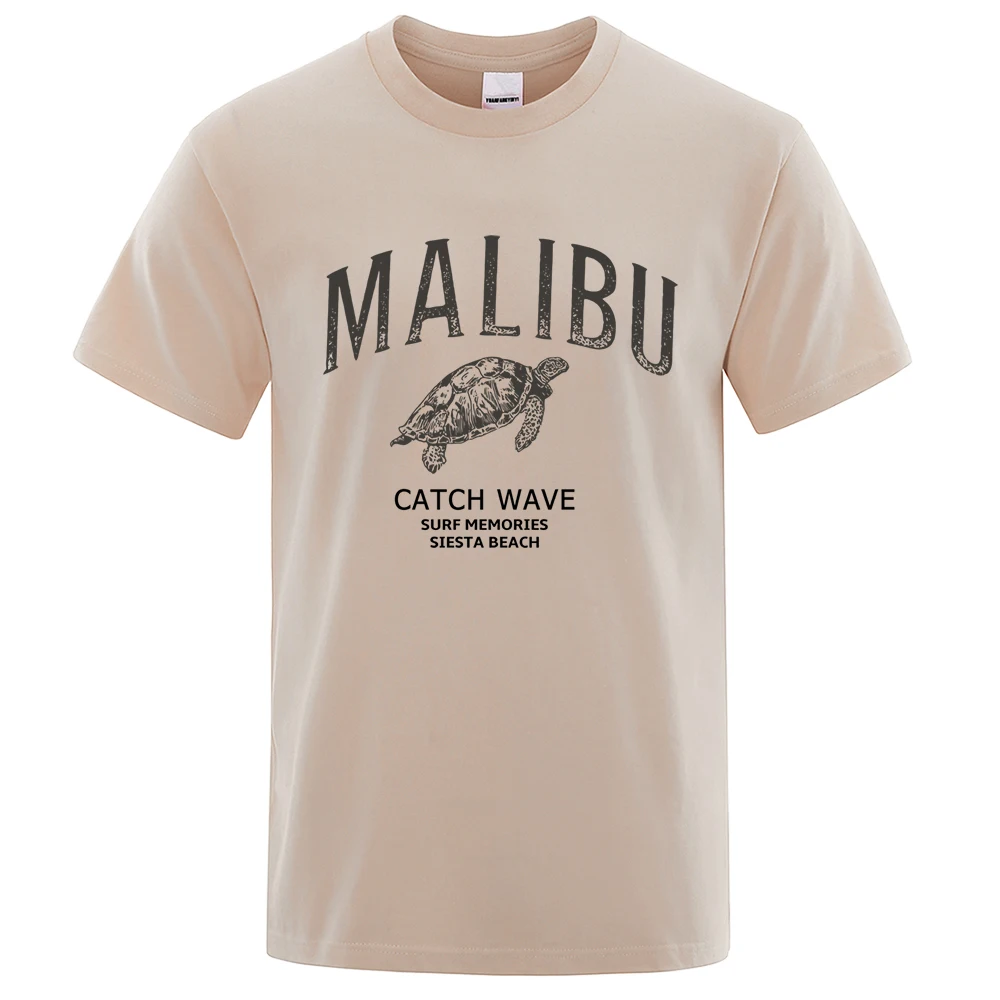 Malibu Fang Welle Meeres schildkröte T-Shirts Männer Mode lose T-Shirt Kleidung atmungsaktiv lässig Sommer T-Shirt Overs ize 100% Baumwolle Tops