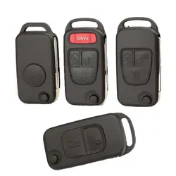 Flip Remote Folding Car Key Cover Fob Case Shell 1/2/3/4 Buttons for Mercedes Benz B200 A160 W124 W202 W210 HU39 HU64