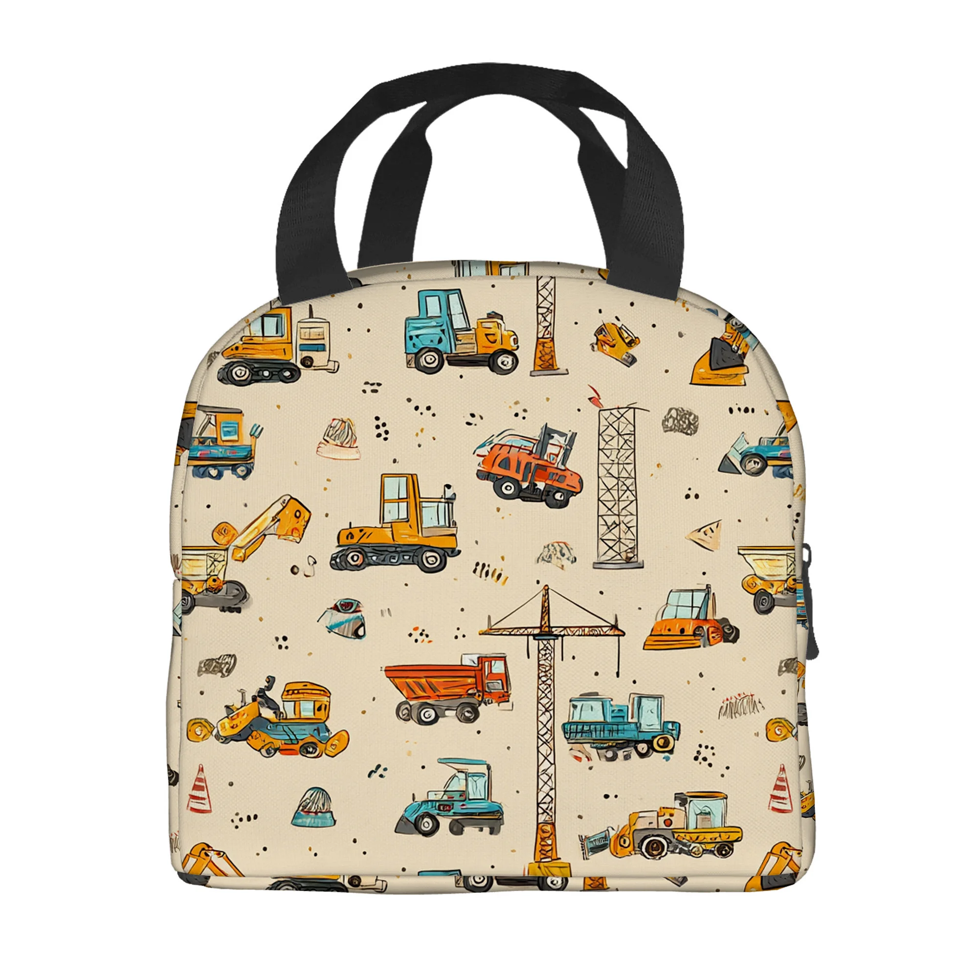Construction Vehicle Pattern Printed Thermal Bag Insulated Refrigerated Non-Food Contact Portable Reusable Suitable for Home
