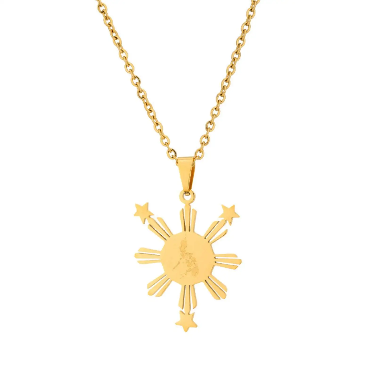 قلادة قلادة على شكل علم على شكل خريطة فلبينية للنساء والرجال هدية من الفولاذ المقاوم للصدأ وإكسسوارات مجوهرات