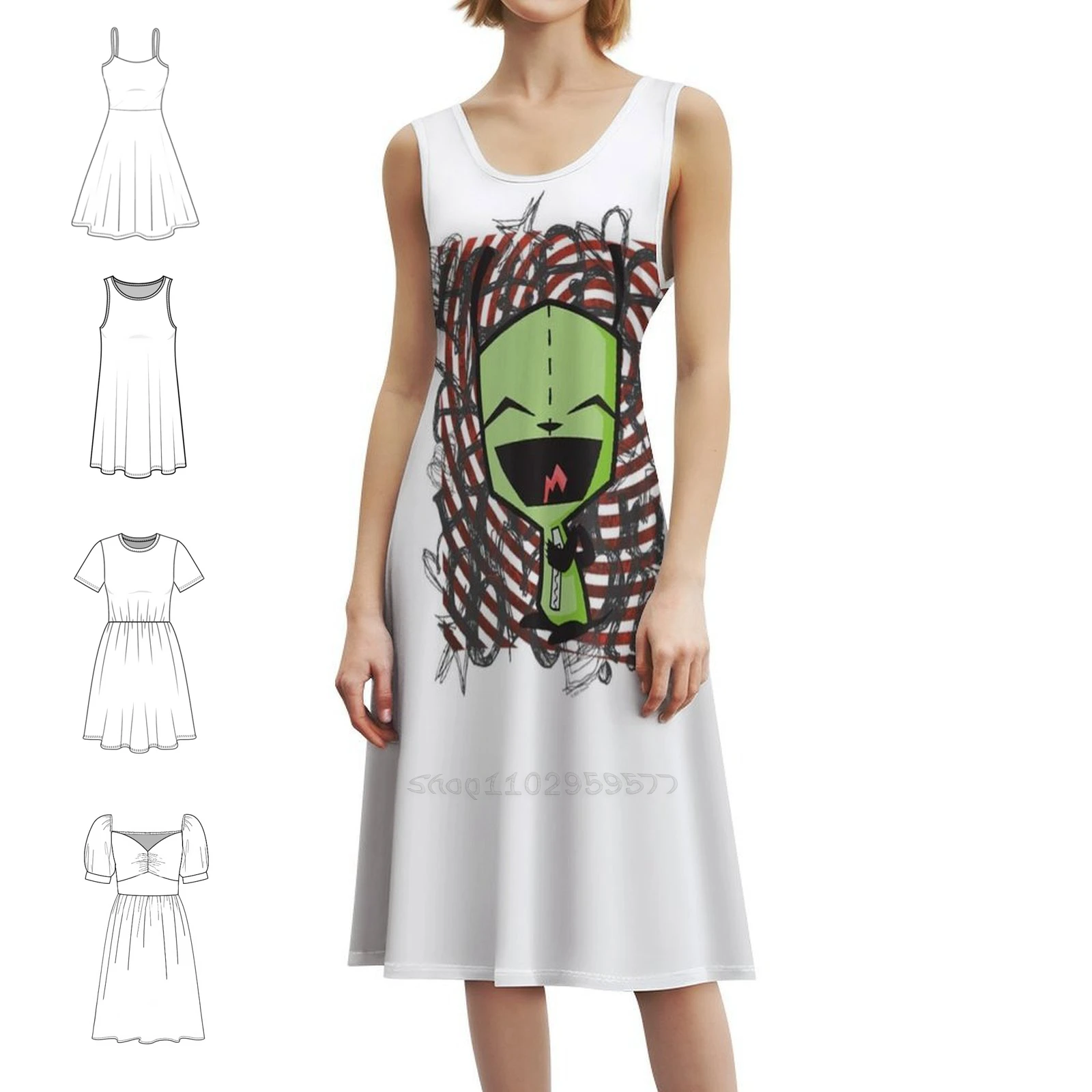 

Футболка Invader Zim Happy Gir, женское уличное праздничное платье, модная клубная одежда с принтом для женщин Invader Zim Happy Gir 100,