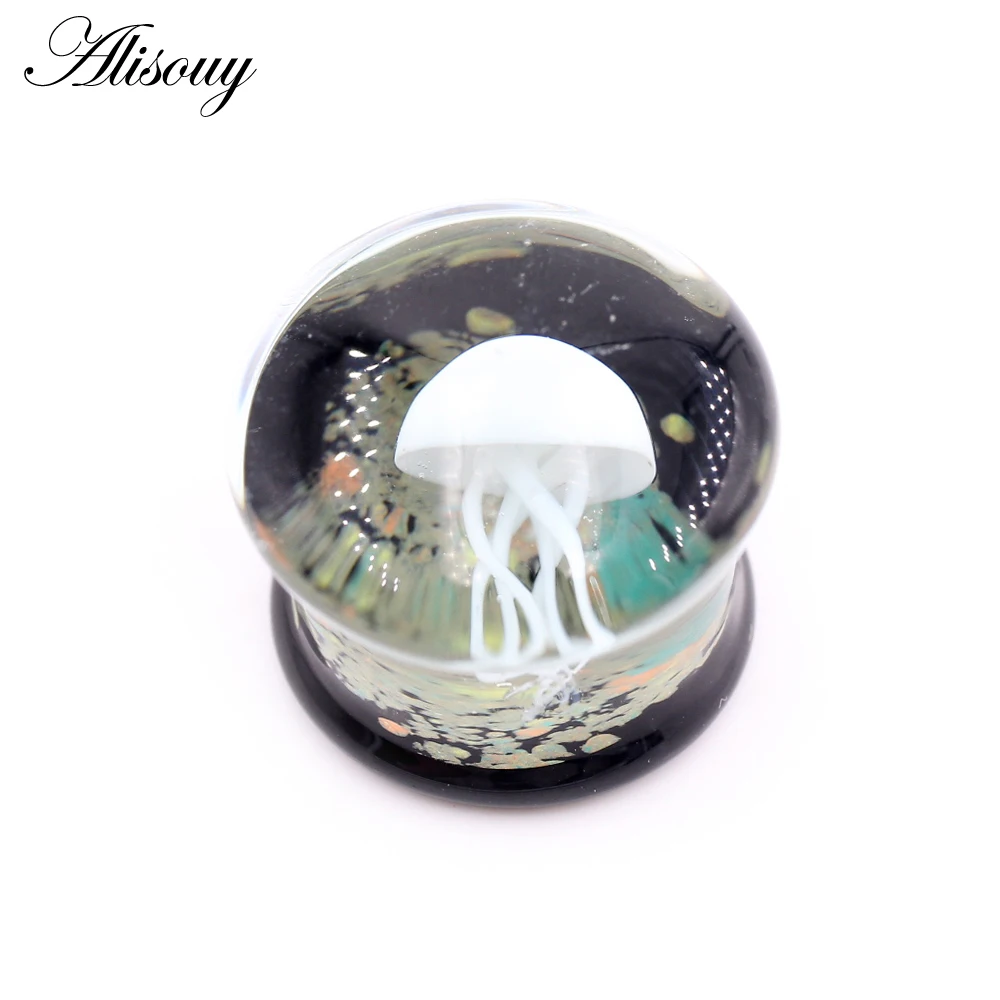 Alisouy 1PC Glass Ear Plug And Tunnel 8-25mm Ear Expander Stercher Ear Gauges Ear Flare Flesh Expander Body Piercing Jewelry