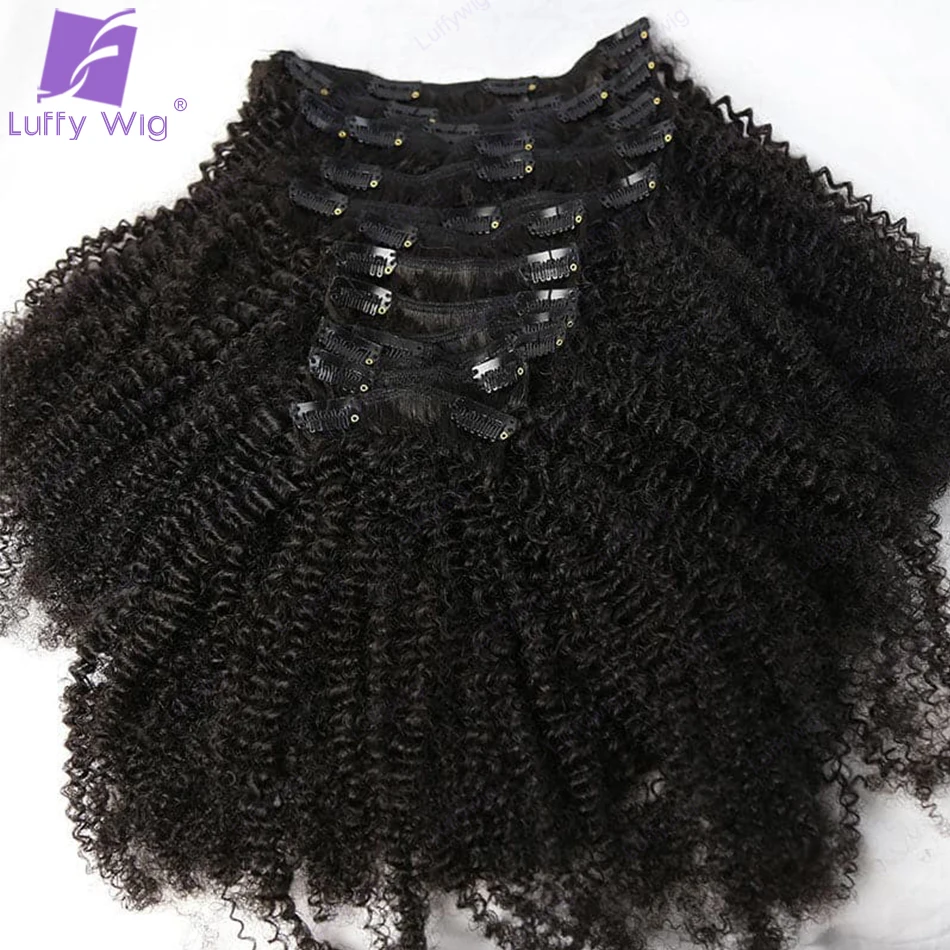 4B 4C Seamless Clip In Human Hair Extensions Kinky Curly Pu Clip Ins Human Hair for Women Weft Clip In Hair Extensions Curly