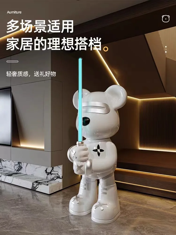 Creative Lightsaber Bear Floor-standing Art Ornament, Large Luxury Doll, Home Decoration, Large Piggy Bank, Bluetooth Speaker