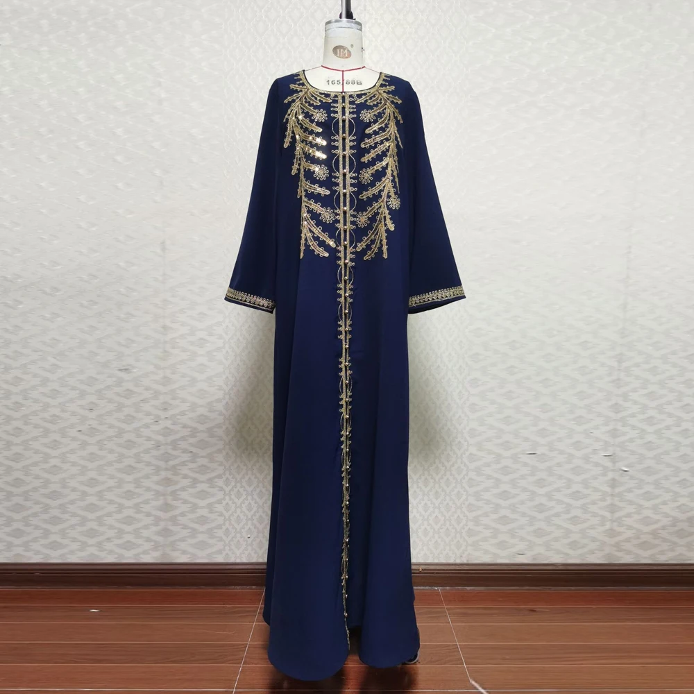 

Ид Джеллаба, женское платье макси с вышивкой и блестками, мусульманская Абая, Рамадан, Турция, кафтан, ислам Джалабия, кафтан, марокканский женский халат, новый