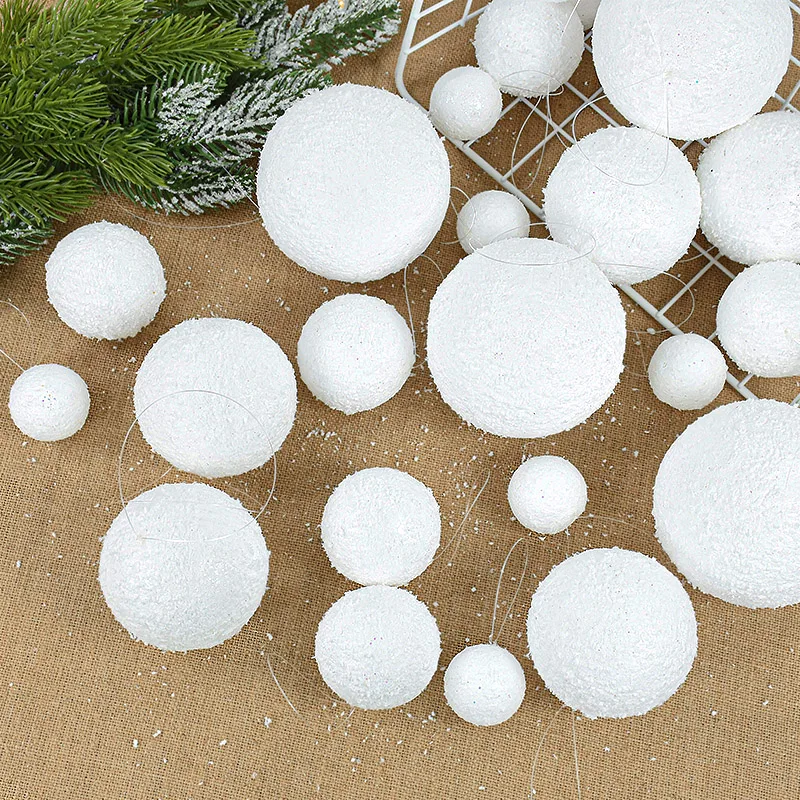 

White Christmas Balls Glitter Xmas Tree Ornaments Hanging Pendant Merry Christmas Party Decor For Home New Year Navidad