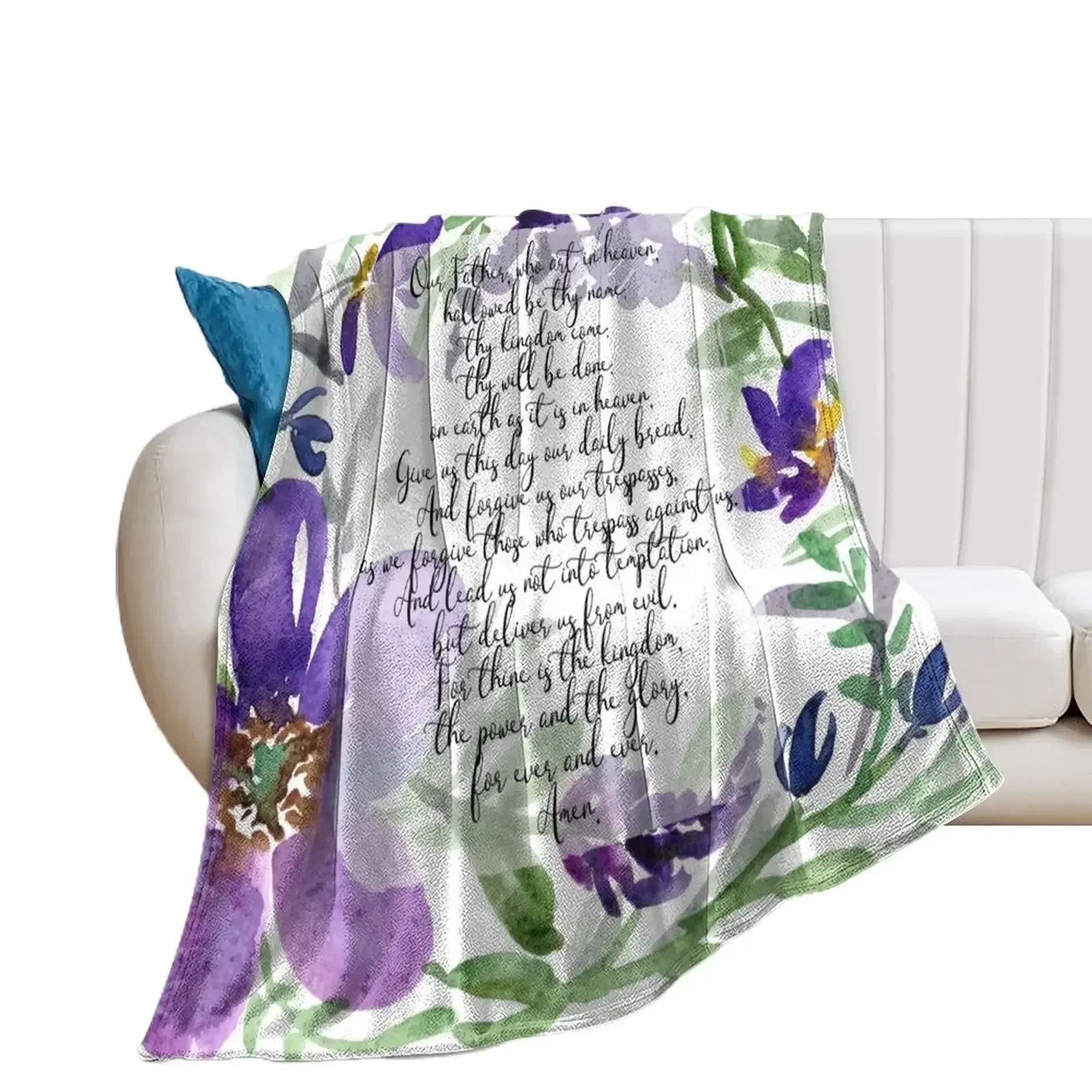 Our Father | Daily Prayer | Scripture Art Throw Blanket Furrys Stuffeds Blankets