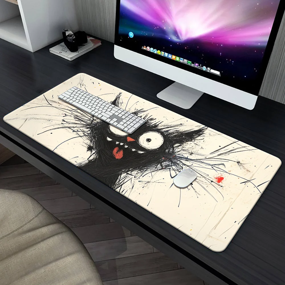 

Коврик для стола Whimsical Explosion Cat - яркий красно-черно-белый художественный дизайн, водонепроницаемый и противоскользящий коврик для мыши из натурального каучука