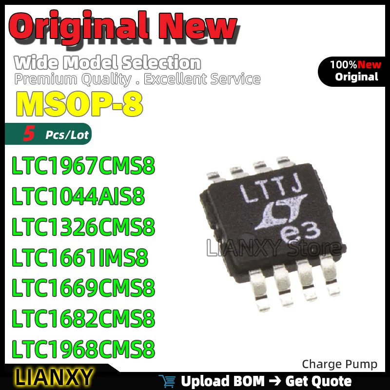 5pcs MSOP-8 LTC1967CMS8 LTC1044AIS8 LTC1326CMS8 LTC1661IMS8 LTC1669CMS8 LTC1682CMS8 LTC1968CMS8 LTC1261LCMS8 Charge Pump New