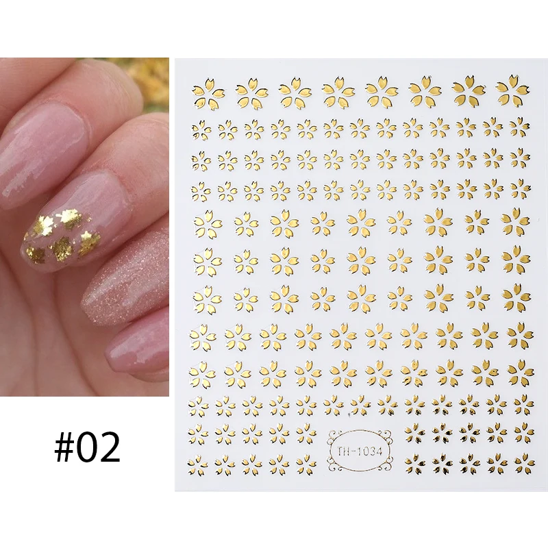 3D oro argento stella semplice foglia Nail Art adesivi fiore elegante oro rosa argento specchio stile autoadesivo Manicure decalcomania per unghie