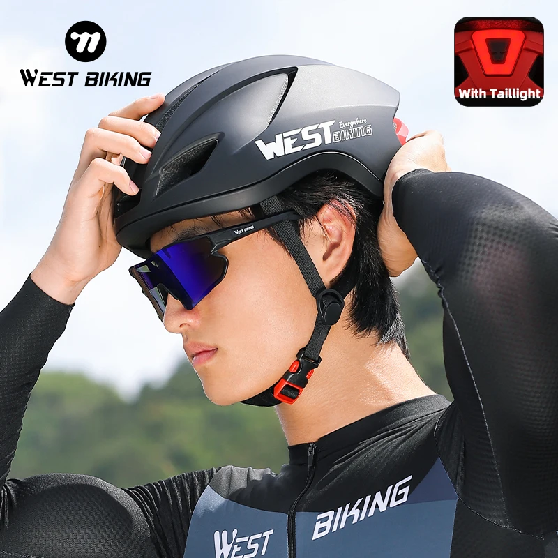 

WEST BIKING Bicycle Ultralight Helmet USB Rechargeable Tail Light MTB Road Bike Helmet for Men Women Adult Cycling Helmets