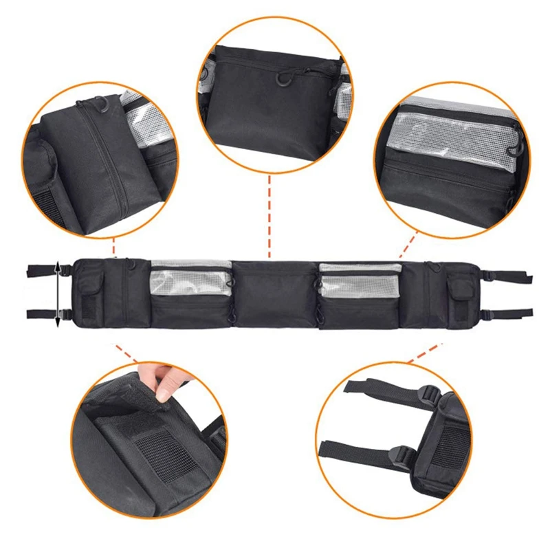 

1 PCS UTV Roll Bar Cage Organizer Storage Bag Black Replacement For Polaris Ranger RZR 570 800 900 XP 1000 Kawasaki Teryx Honda