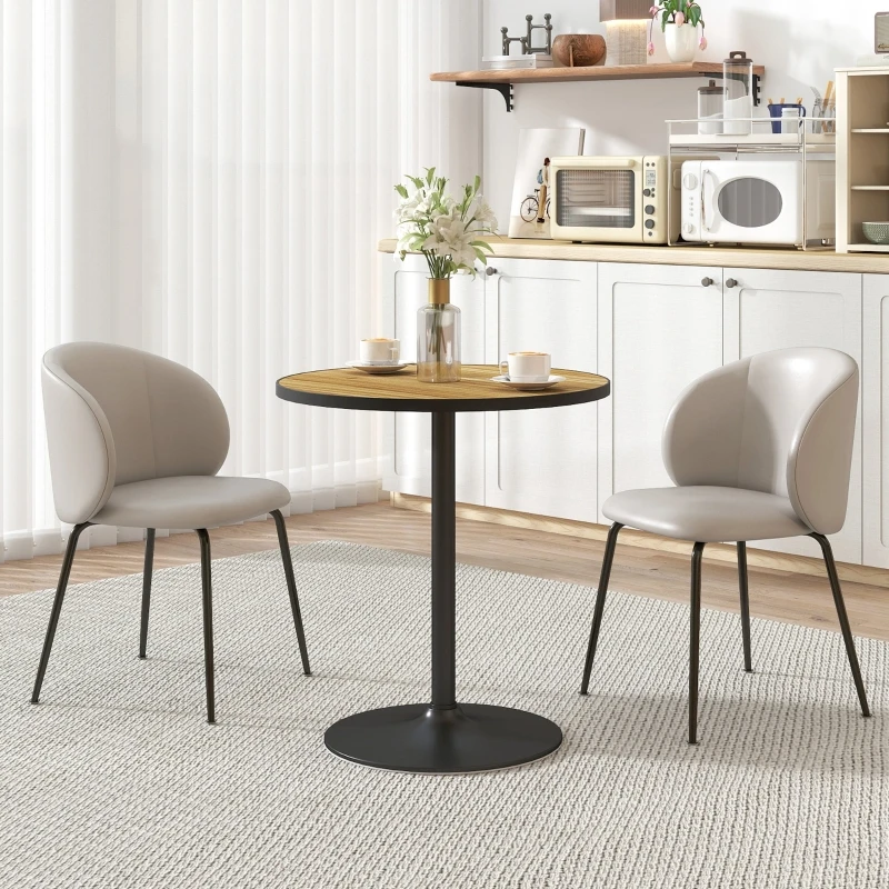 Mesa de Comedor Redonda Moderna con Superficie con Aspecto de Madera, Capacidad para 4 Personas, Ø70 x 76 cm, Roble, Ideal para Cocina o Sala de Estar